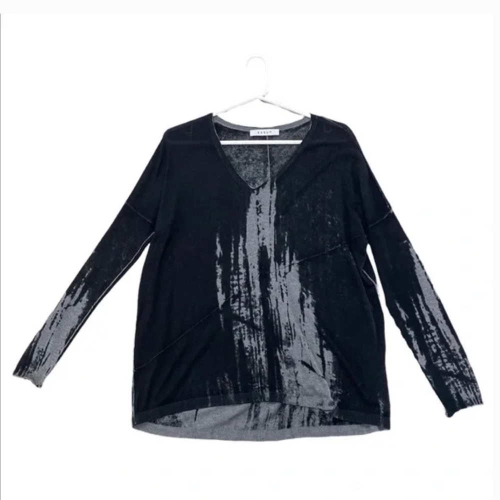 kokun cashmere black tie dye v-neck sweater